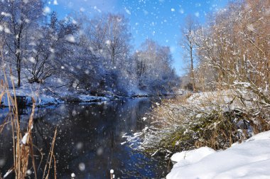 güzel kış manzara nehir ile