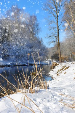 güzel kış manzara nehir ile