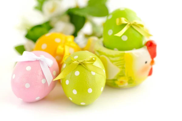 Colorful easter eggs on white background — Stock Photo, Image