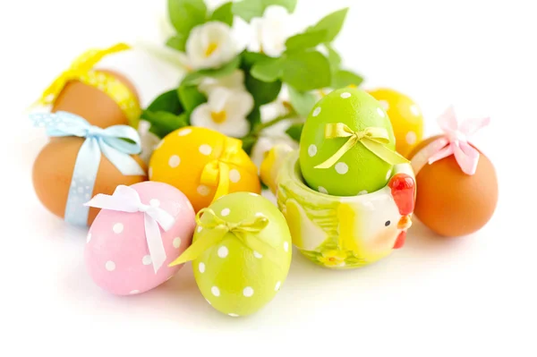 Colorful easter eggs on white background — Stock Photo, Image