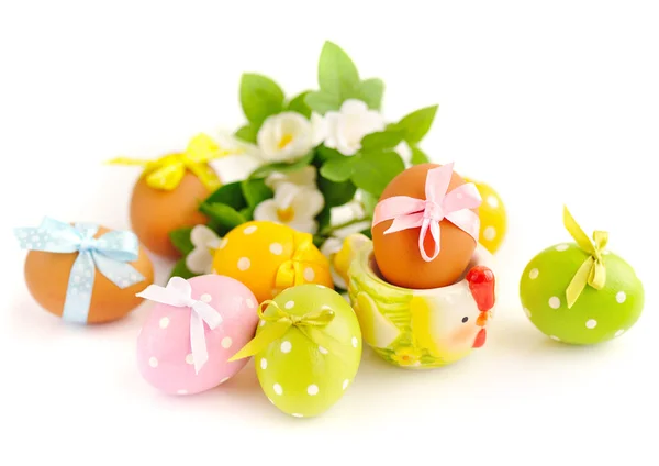 Colorful easter eggs on white background — Stock Photo, Image