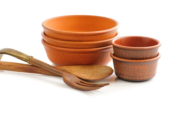 Ceramic tableware on white background — Stock Photo, Image