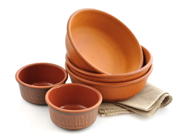 Ceramic tableware on white background — Stock Photo, Image