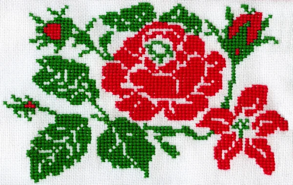 Ukrainian national embroidery on handwoven cloth — Stock Photo, Image