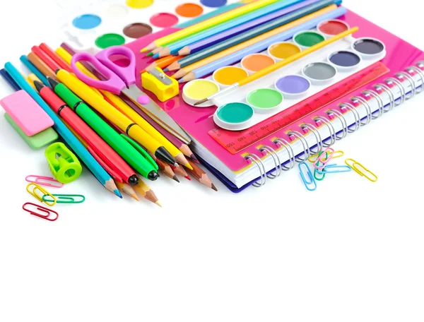 Office and student accessories on a white. Back to school concep — Stock Photo, Image