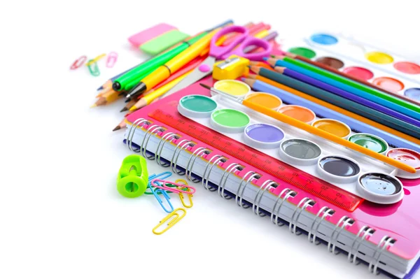 Office and student accessories on a white. Back to school concep — Stock Photo, Image