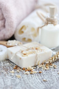 Sabun yulaf ezmesi için doğal temiz bir el yapımı