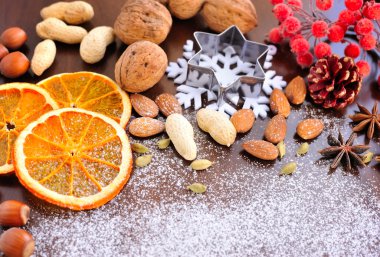 Yaratıcı kış zaman fırın arka plan. Noel tatil kavramı