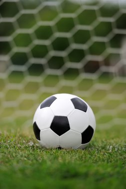 Yeşil çimlerde futbol topu