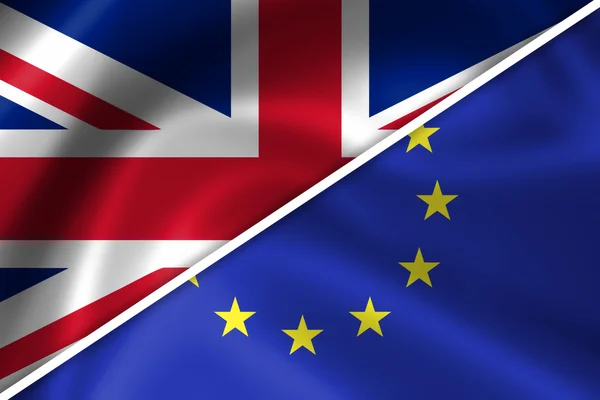 Banderas del Reino Unido y de la Unión Europea — Foto de Stock