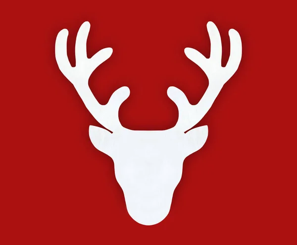 Illustration Silhouette Portrait Deer Red Background — Stock Photo, Image