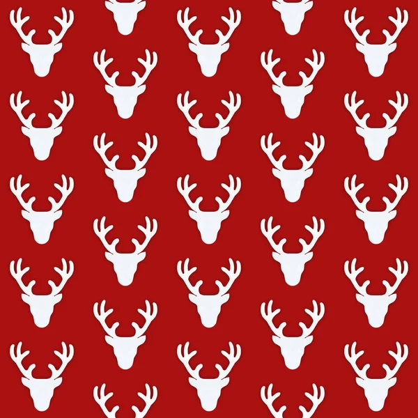 Seamless Pattern White Deer Heads Silhouettes New Years Christmas Decoratio — Stock Photo, Image