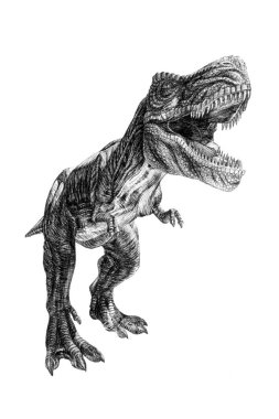 El çizimi dinozor, beyaz arkaplan üzerinde tek renkli grafikler (orijinaller, iz sürme yok)