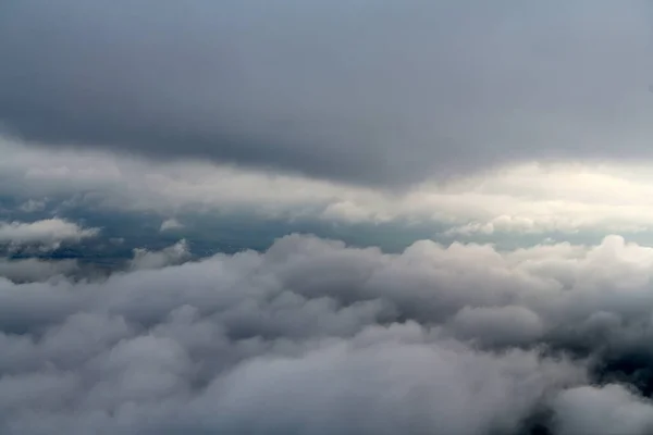 Paisagem Cockpit Uma Aeronave Céu Com Nuvens — Fotografia de Stock