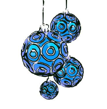 Çizilmiş Noel topları