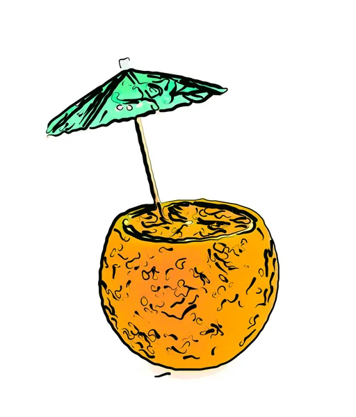 Laranja com guarda-chuva — Fotografia de Stock