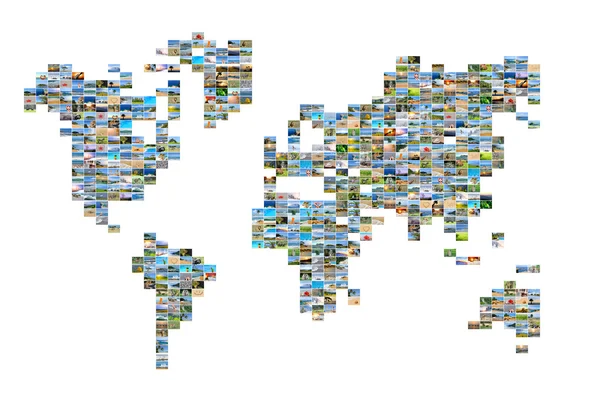 Mapa del mundo con fotos — Foto de Stock