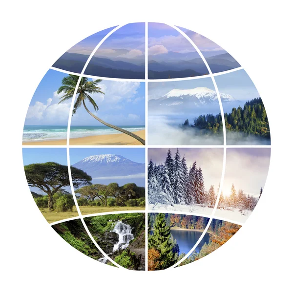 Globe design med fotografier natur — Stockfoto
