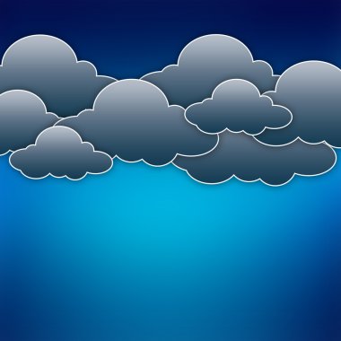 Kağıt bulutlar üzerinde mavi