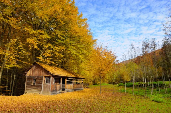 Alleinstehendes Haus im Herbstberg — Stockfoto