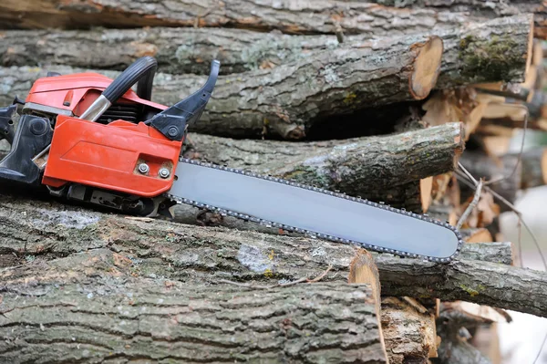 Chainsaw en boom — Stockfoto