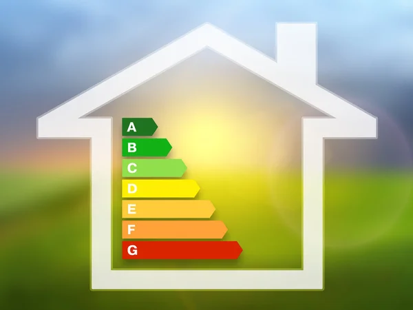 Gráficos de eficiencia energética con casa — Foto de Stock