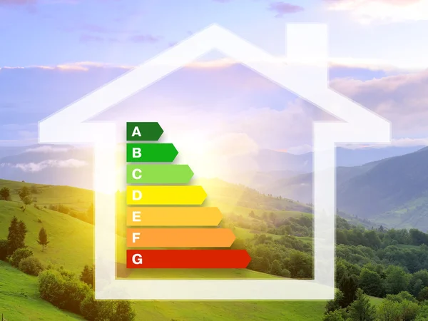 Energie-efficiëntie Rating grafieken met huis — Stockfoto