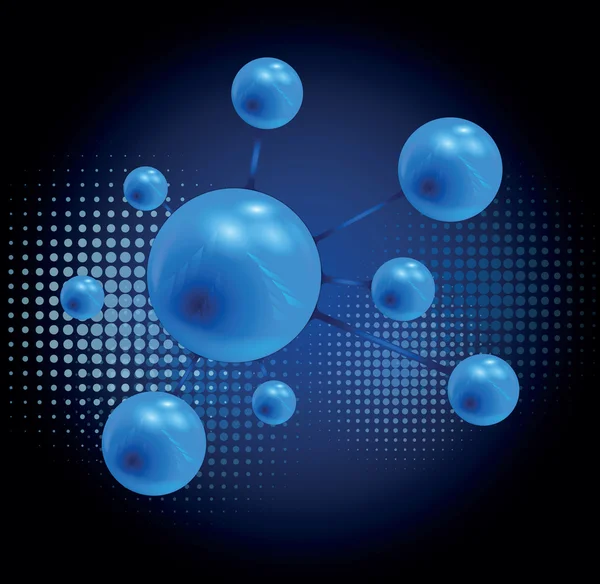 3D işlenmiş parlak moleküllerin kimyasal için gri arka plan üzerinde veya 