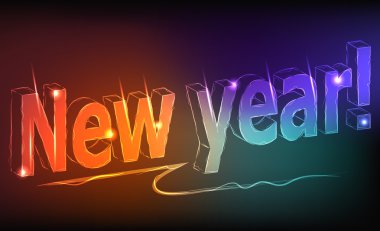 Yeni yıl - neon Yazıtı