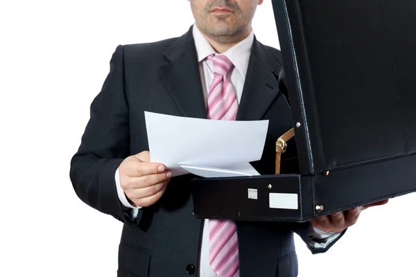 Uomo d'affari con valigette — Foto Stock
