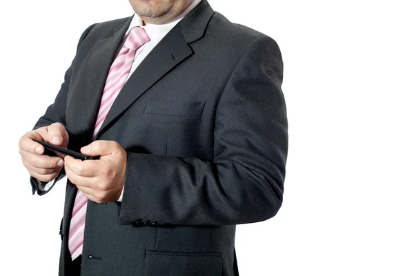 Hombre en la oficina con teléfono inteligente —  Fotos de Stock