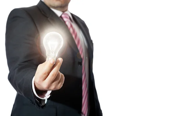 Businessman has an idea - bulb — Stock Photo, Image