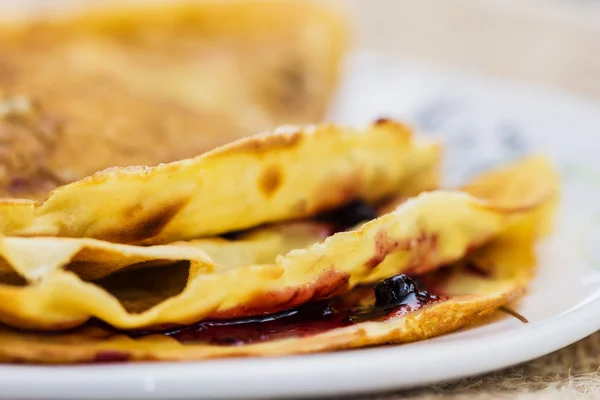 Fresh pancakes on plate — Stock Photo, Image