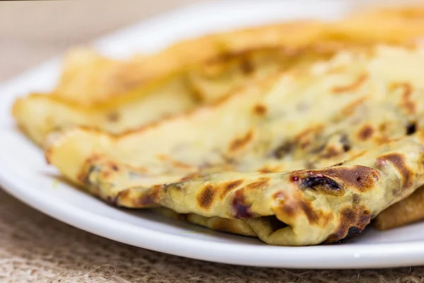 Fresh pancakes on plate — Stock Photo, Image