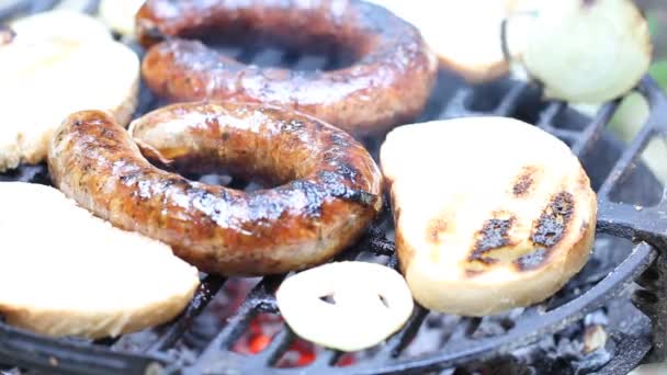 Carne al barbecue con grigliate — Video Stock