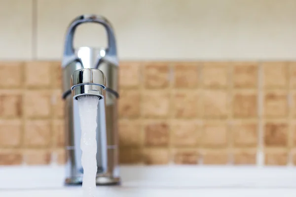 Chrome sink with modern design in bathroom — Stock Photo, Image