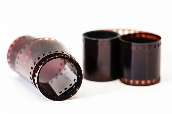 Fotoğraf filmi. Beyaz üzerine film reel.