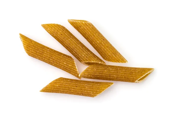 Wholegrain Pasta - Macaroni isolated on white Background — Stock Photo, Image