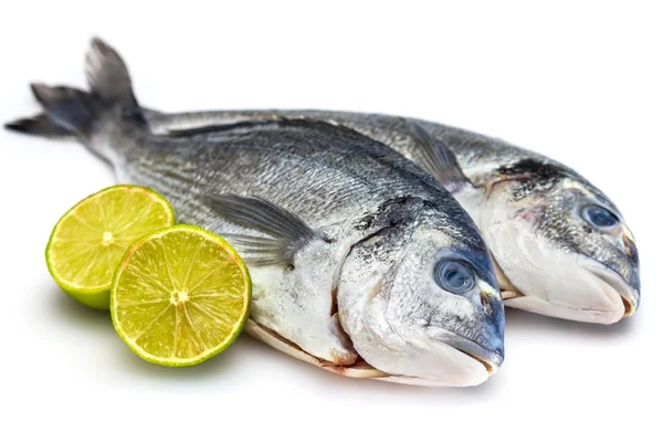 Bream peixe com limão isolado — Fotografia de Stock