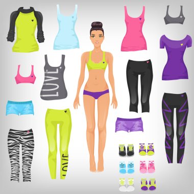 Dress up paper doll with clipart