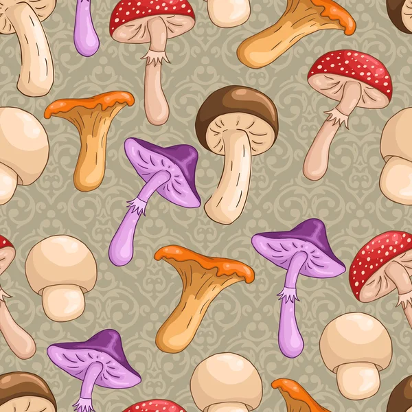 无缝蘑菇背景 — 图库矢量图片