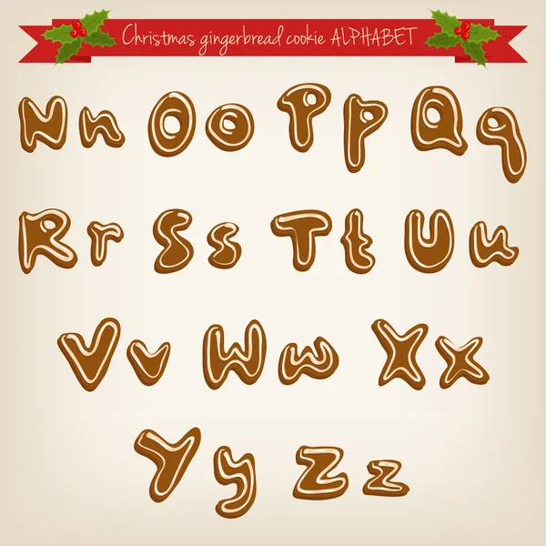 Weihnachten Lebkuchen-Alphabet — Stockvektor