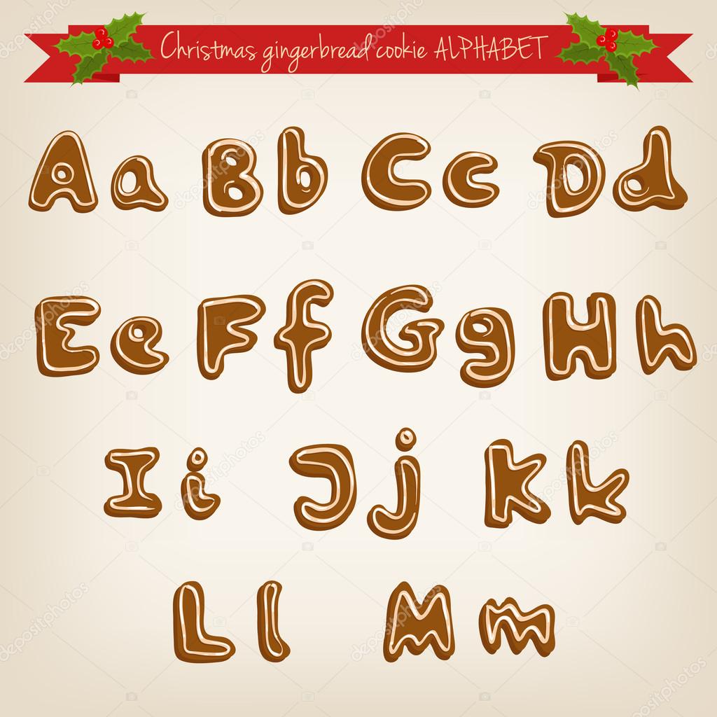 Christmas gingerbread cookie alphabet