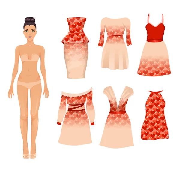 Set of cocktail dresses Royalty Free Stock Vectors