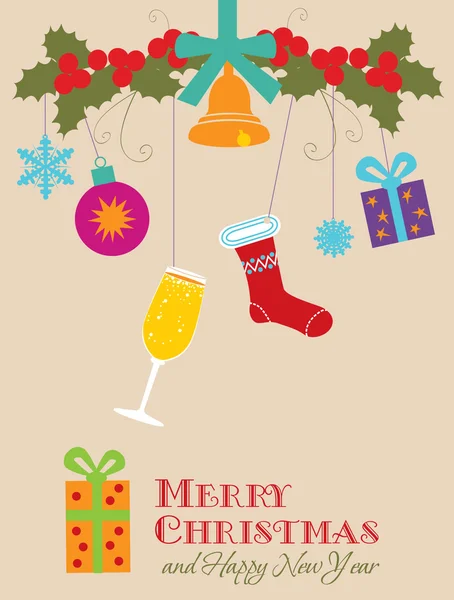 Cartão de Natal decorativo com presente —  Vetores de Stock