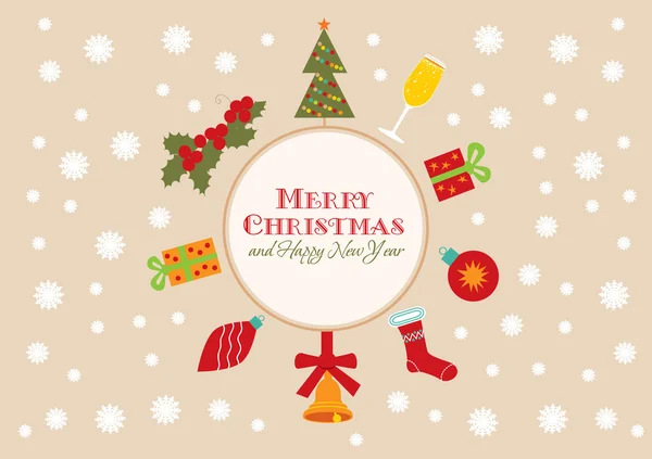 Merry christmas card met geschenken — Stockvector