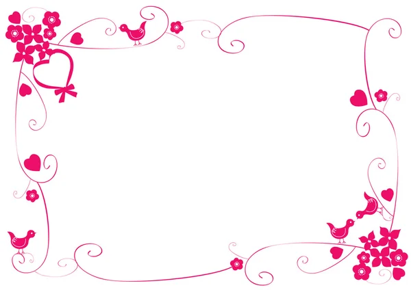 Sevgililer sembolleri ile Pink Çerçeve