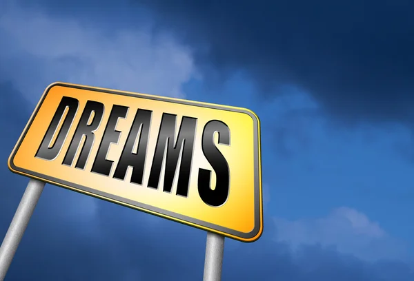 Dreams realize road sign billboard. — Stock Photo, Image