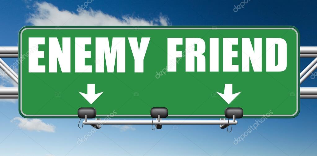 friend enemy road sign