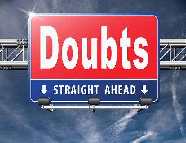 Doubts, road sign billboard. — Stock Photo, Image